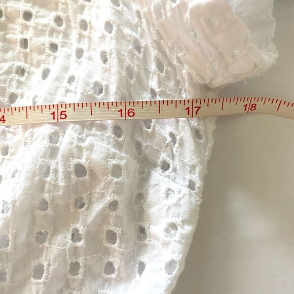 Old Navy White Eyelet Lace Mini Dress Short Sleeve Lightweight Cottagecore Sz M - Picture 5 of 9